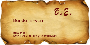 Berde Ervin névjegykártya